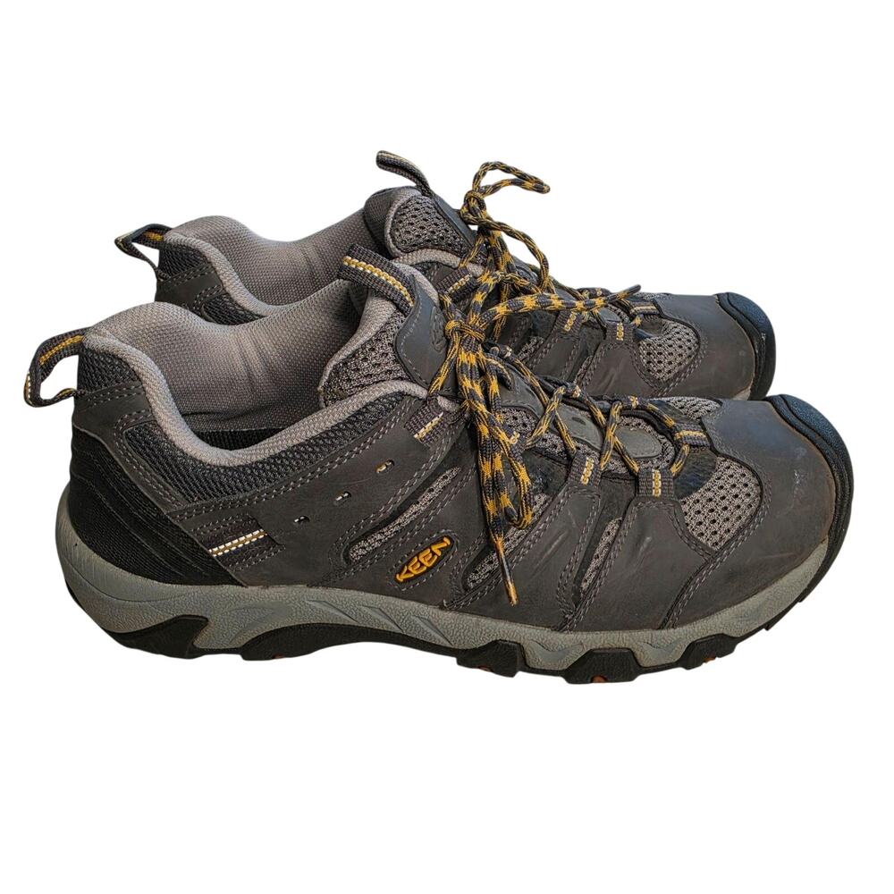 Keen Shoes Mens 11 Gray Leather Hiking Sneakers Trail Walking Outdoor Non Slip - Picture 4 of 11